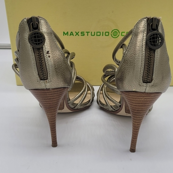 Max Studio Women's Strappy Sandal Heels Matte Gold Metallic Size 10M - Picture 6 of 12